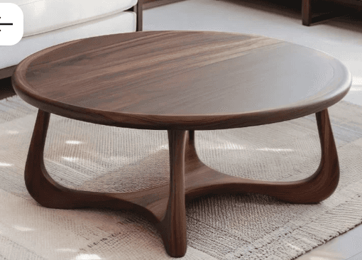 Round Coffee Table With Cane Shelf
