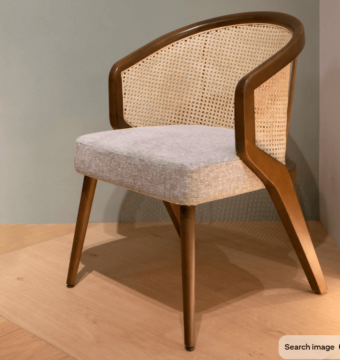 Cane-Back Upholstered Dining Chair