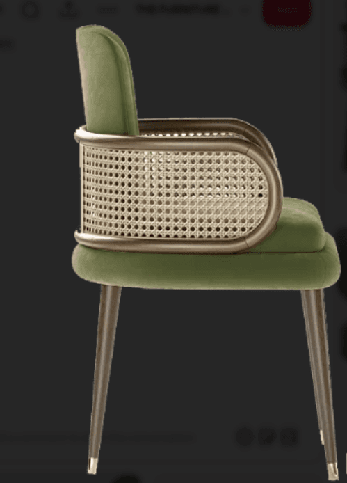 Green Cane Arm Dining Chair