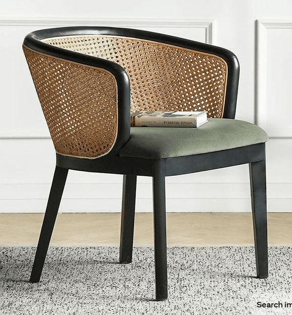 Green Cane Tub Dining Chair