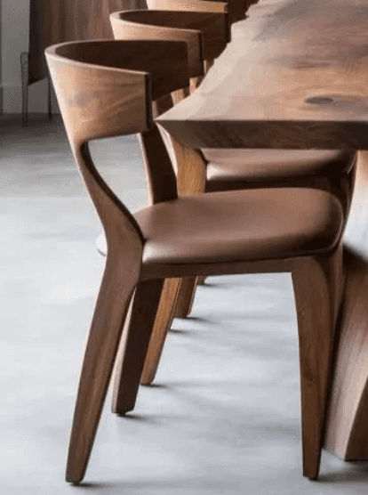 Brown Leather Curved-Back Chair