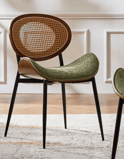 Round Cane-Back Accent Chair