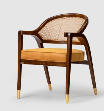 Cane Armchair With Mustard Seat