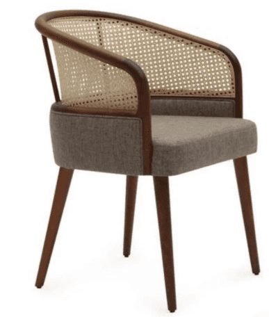 Cane-Back Wooden Armchair