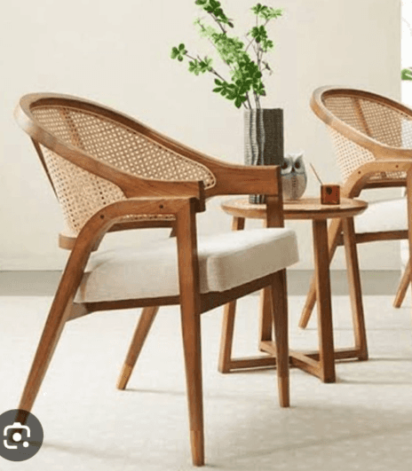 Light Cane Dining Armchair Set