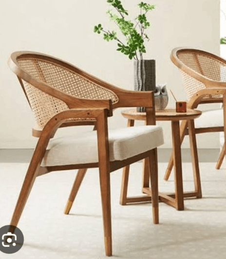 Light Cane Dining Armchair Set