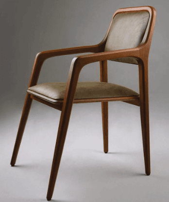Wooden Armchair With Upholstered Panels