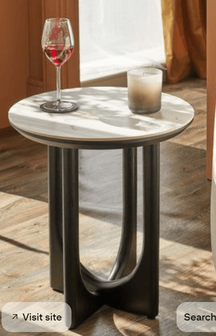 Marble-Top Black-Leg Side Table