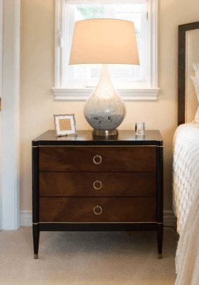 Dark Three-Drawer Bedside Cabinet