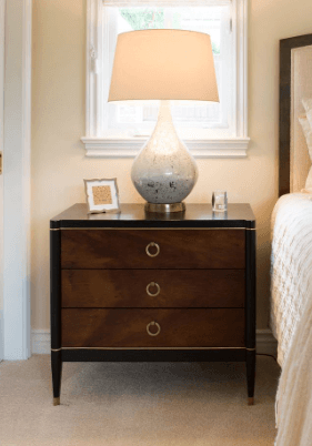 Dark Three-Drawer Bedside Cabinet