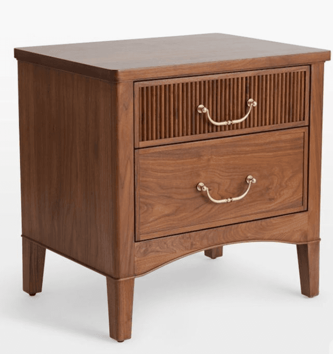 Classic Two-Drawer Walnut Nightstand