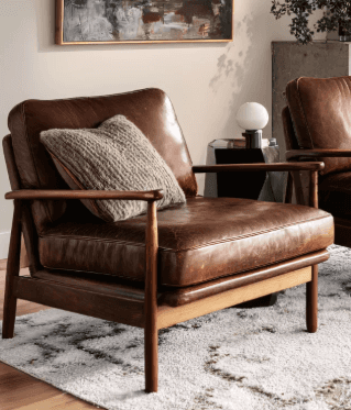 Cognac Leather Lounge Armchair