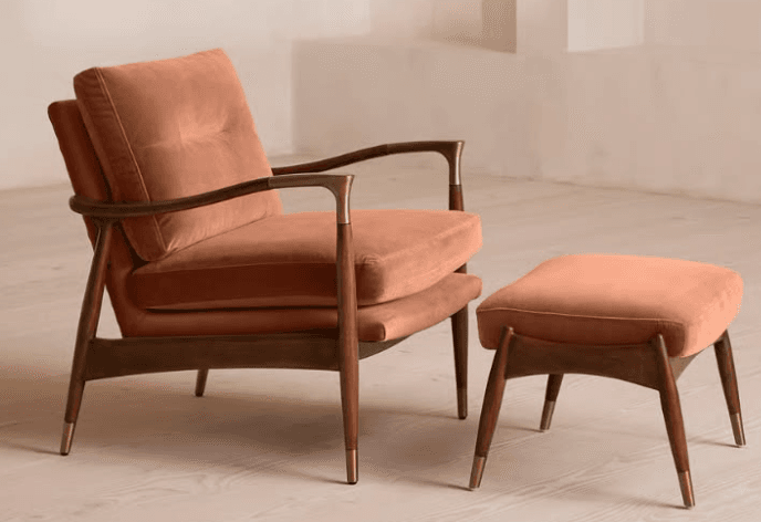 Terracotta Lounge Chair With Ottoman