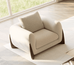 Rounded Cream Accent Chair