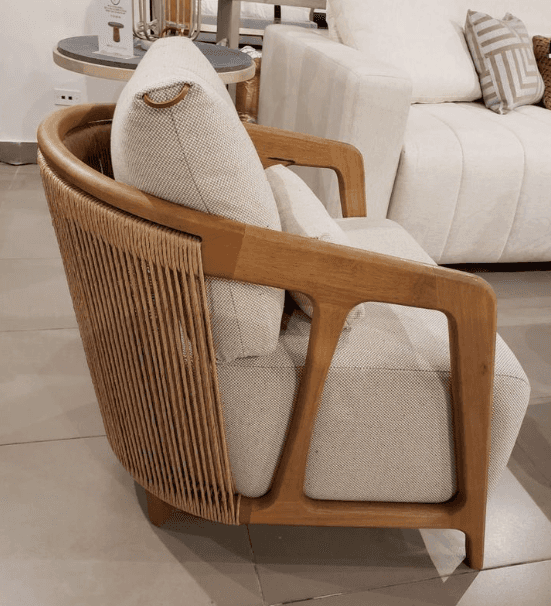 Rattan-Back Lounge Chair