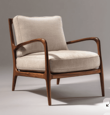 Cream Cushion Wooden Lounge Chair