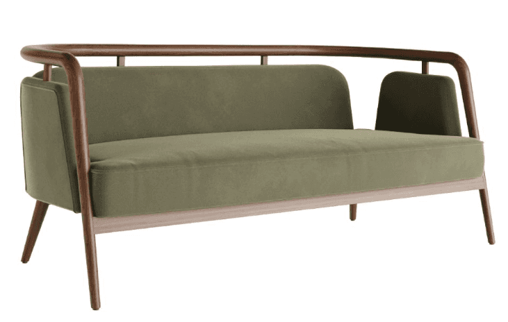 Retro Wood-Rail Settee