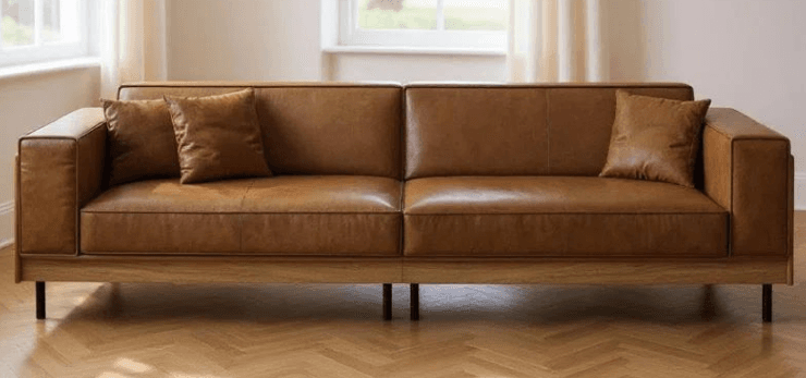 Brown Leather Box Sofa