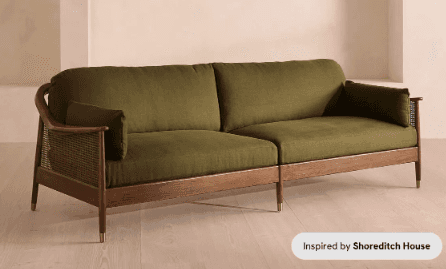 Olive Cane-Arm Sofa