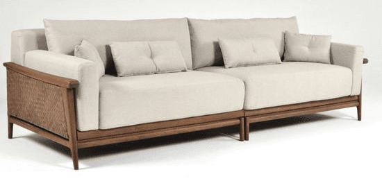 Cane-Arm Wooden-Frame Sofa