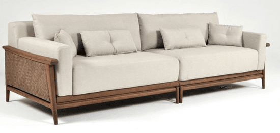 Cane-Arm Wooden-Frame Sofa