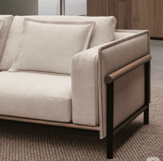 Boxy Cream Sofa With Exposed Rear Rail