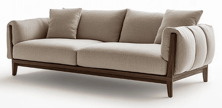 Wood-Rail Sofa With Throw