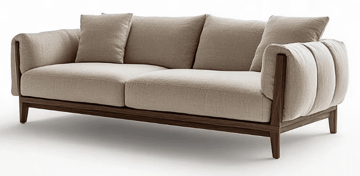 Wood-Rail Sofa With Throw